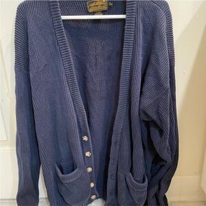 Eddie Bauer Navy Blue Knit Button Up Cardigan Sweater